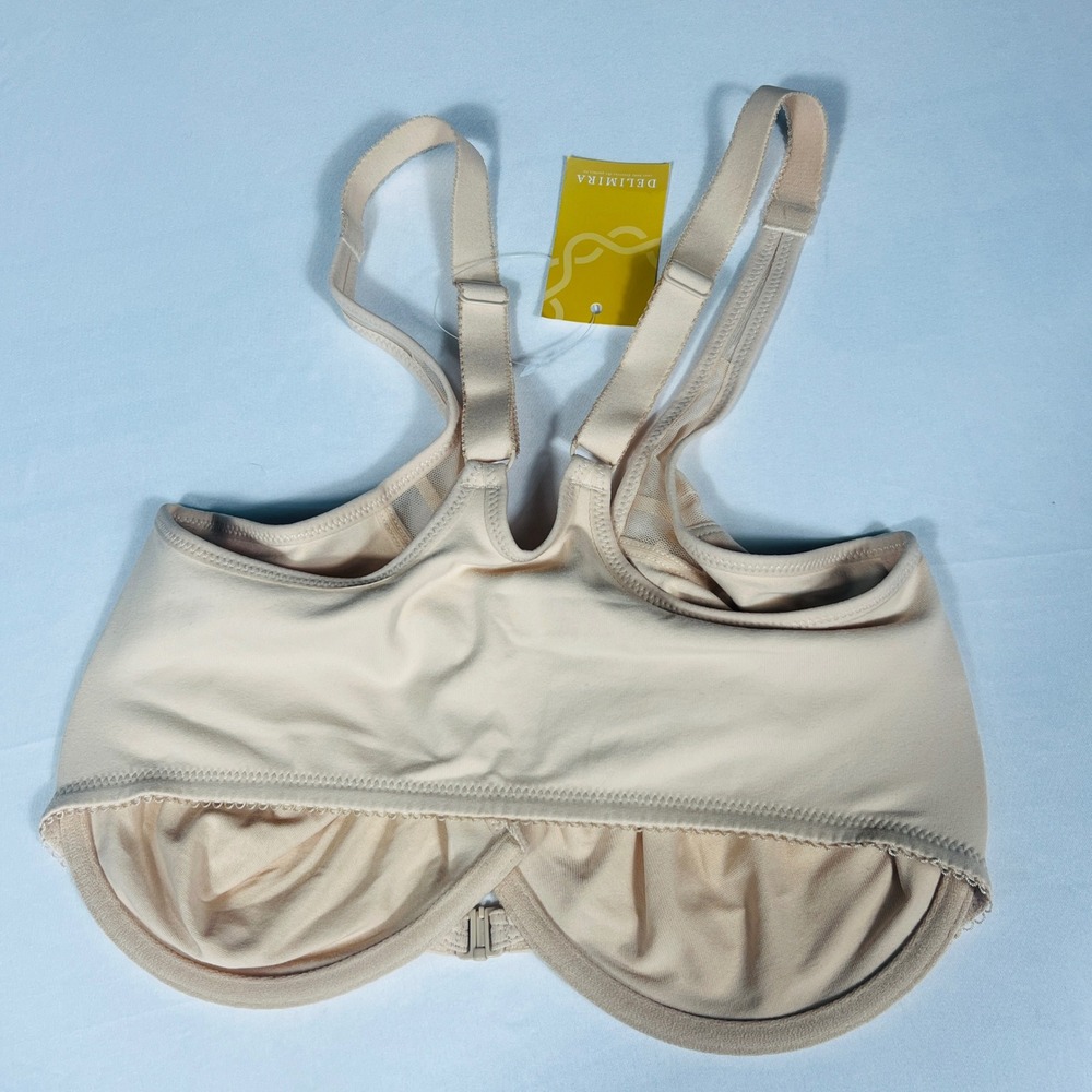 Delimira Front Close Bra W601 Beige Unlined Underwire Racerback 34F NWT - Picture 3 of 3